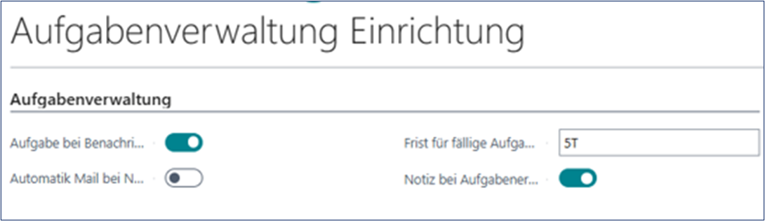 Aufgabenverwaltung Einrichtung