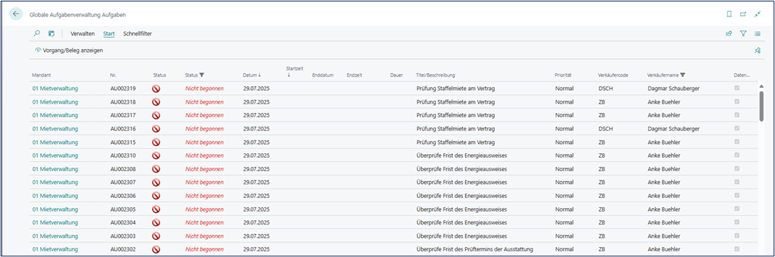 Aufgaben automatisch