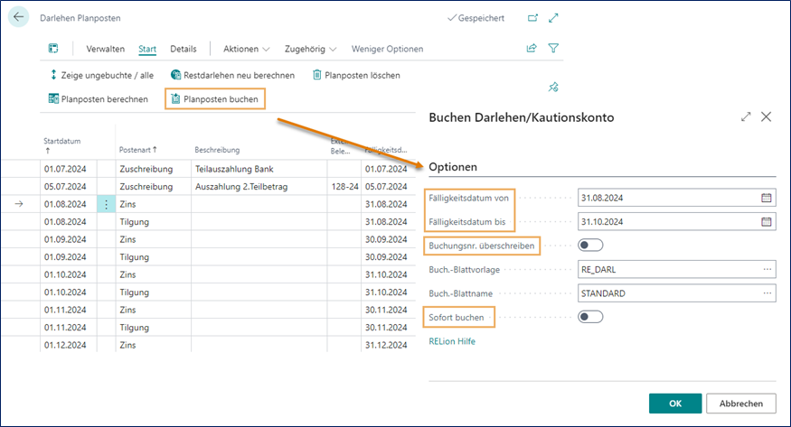 Planposten buchen
