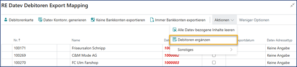 Debitoren ergänzen