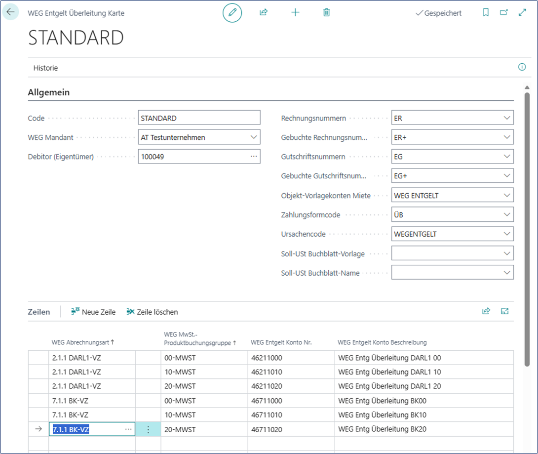 Entgelt Überleitung Karte