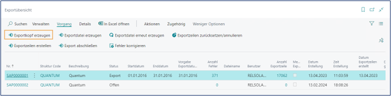 Exportkopf