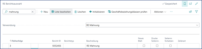 Berichtsauswahl