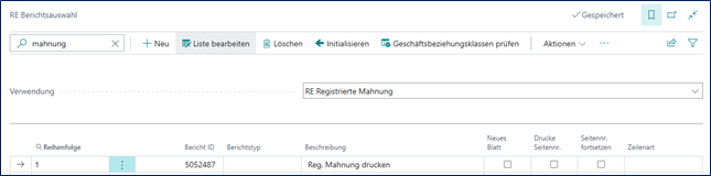 Berichtsauswahl