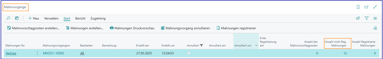 Mahnvorgänge