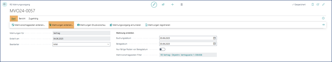 RE Mahnungsvorgang