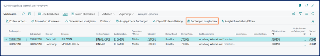 Buchungen ausgleichen
