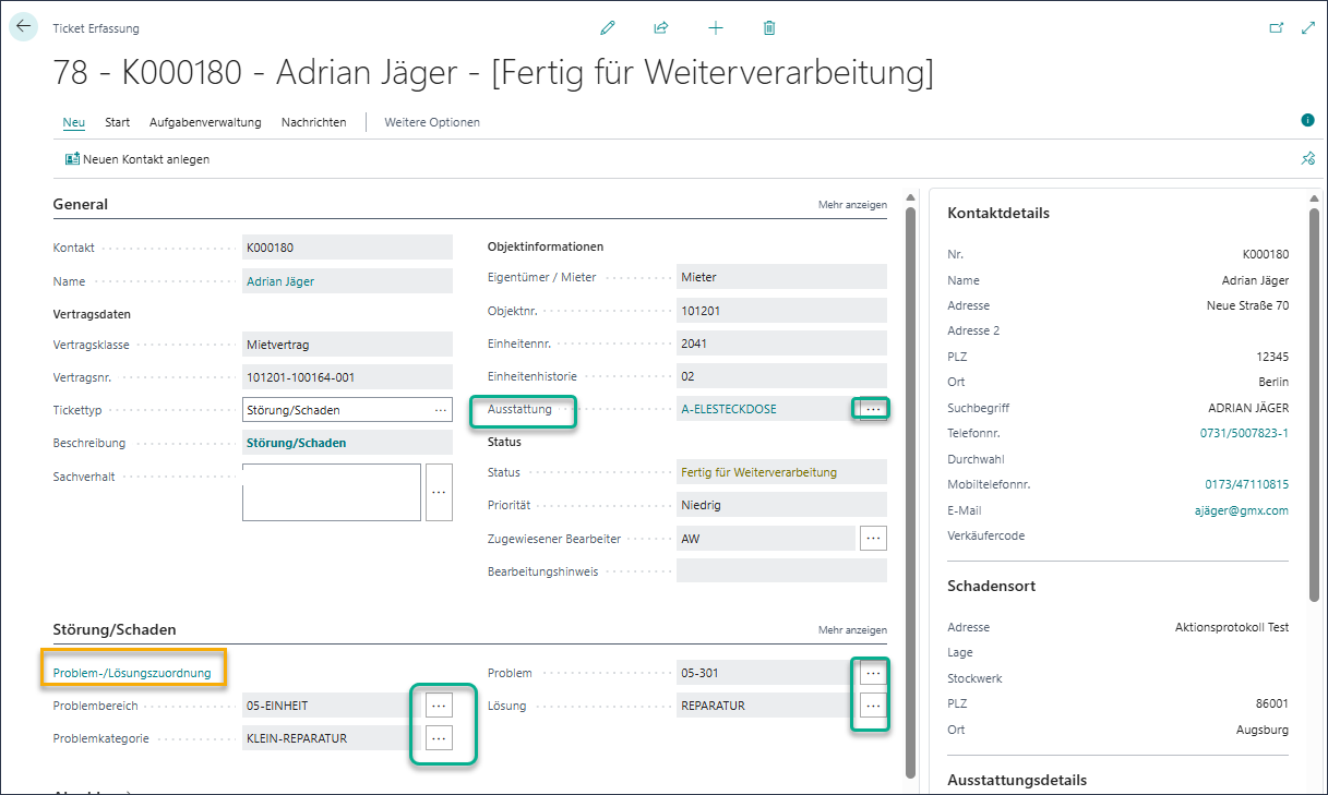 Ticket Erfassung