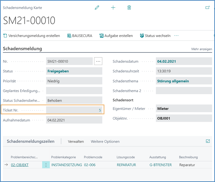 Schadensmeldung