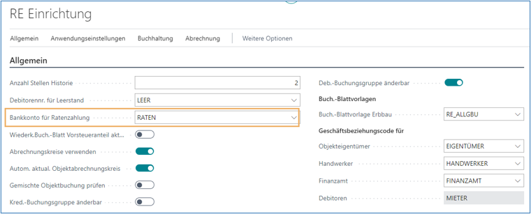 RE Einrichtung