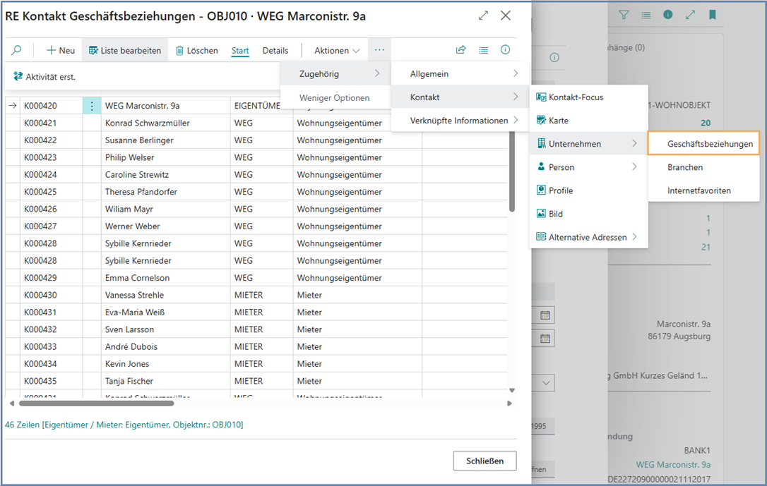 Kontakt Geschäftsfbeziehungen