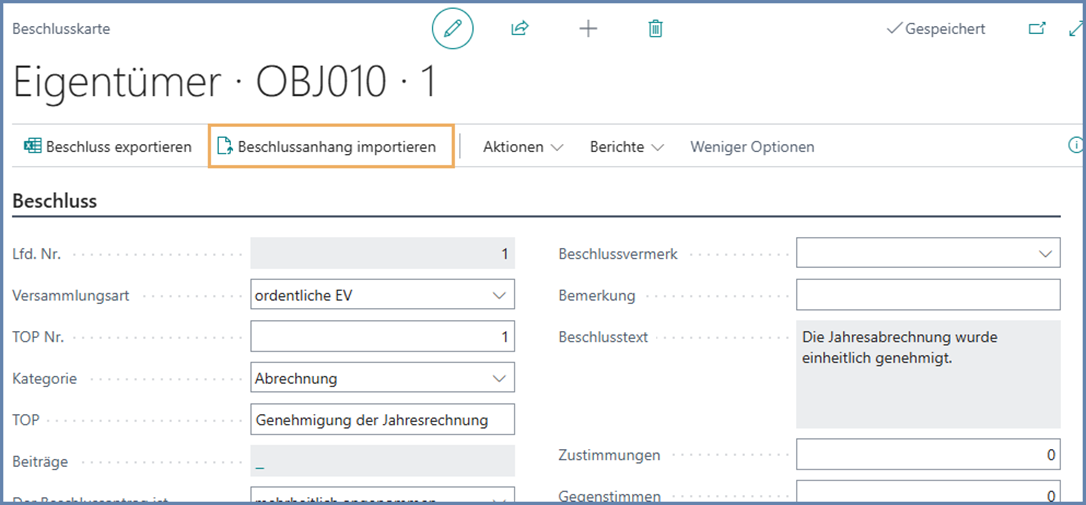 Beschluss importieren
