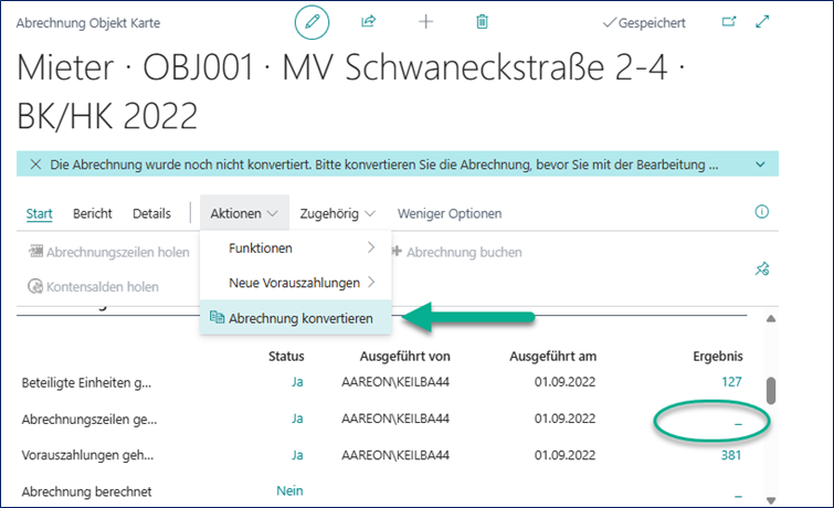 Abrechnung Karte
