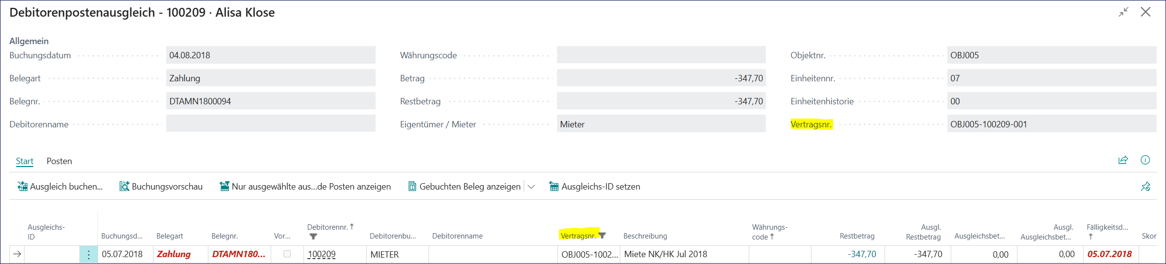 Debitorenausgleich